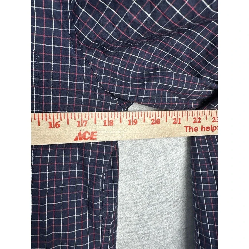 J. Crew Secret Wash Shirt Mens Small Blue/Red Plaid Slim Fit Button Up Cotton